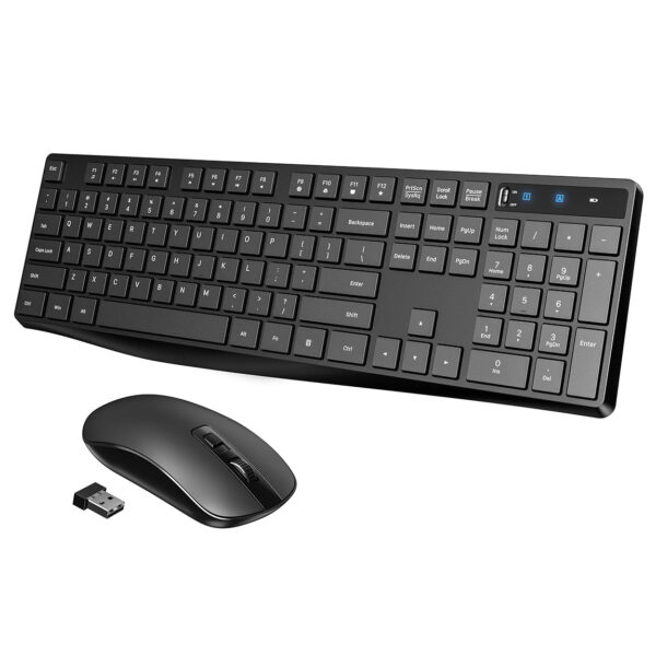 Wireless Keyboard and Mouse Combo, 2.4G Wireless Full-size and Spill-resistant Keyboard