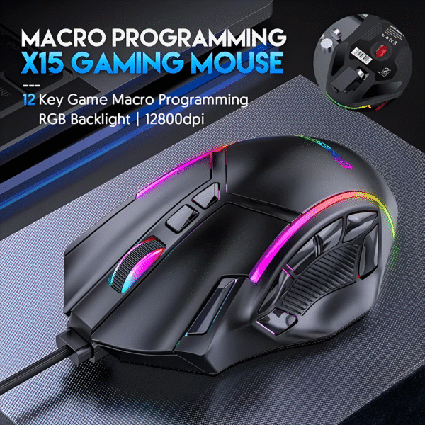 12800 DPI 12 Key RGB Gaming Mouse